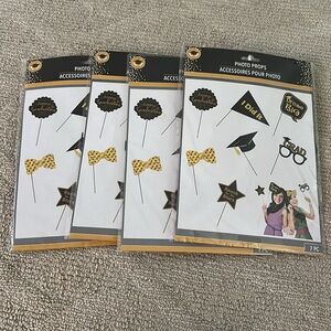 NIP Bundle of 4, Graduation Photo Props Set - Black and Gold